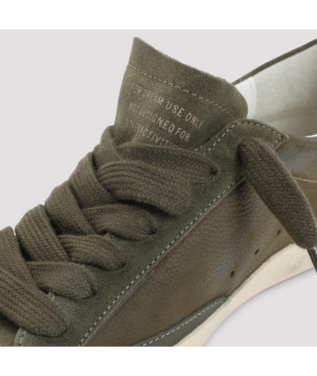 GOLDEN GOOSE DELUXE BRAND Хаки кожаные низкие кроссовки / кеды, фото 6