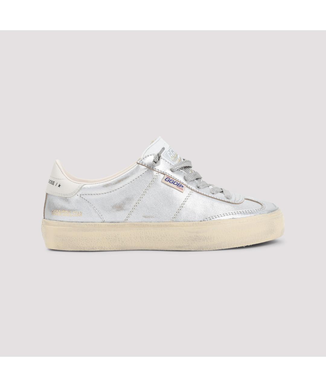 GOLDEN GOOSE Серебряные кожаные кеды, фото 3