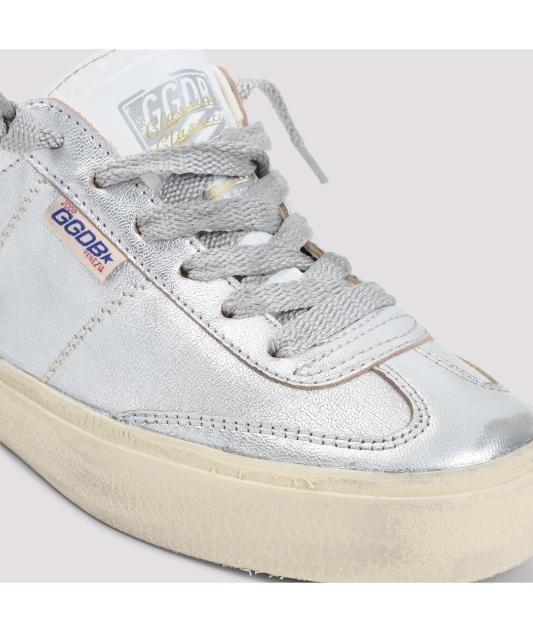 GOLDEN GOOSE Серебряные кожаные кеды, фото 5