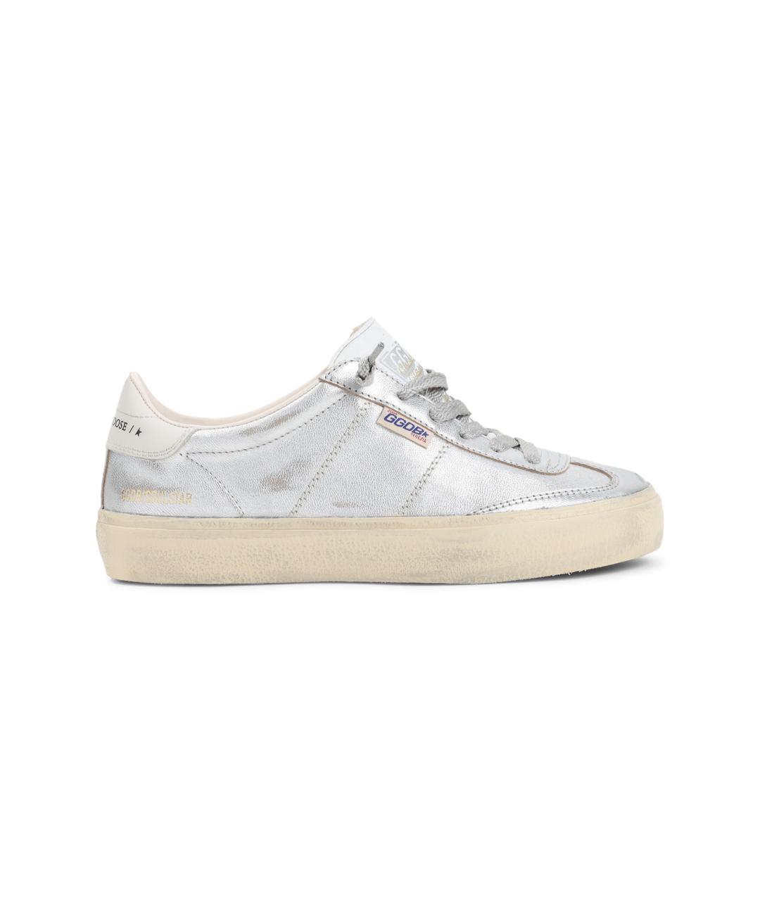 GOLDEN GOOSE Серебряные кожаные кеды, фото 1
