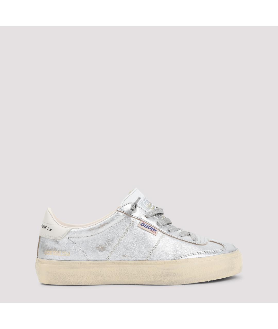GOLDEN GOOSE Серебряные кожаные кеды, фото 2