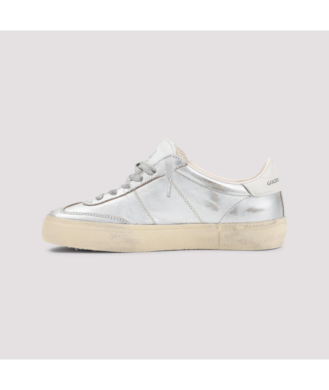 GOLDEN GOOSE Серебряные кожаные кеды, фото 4