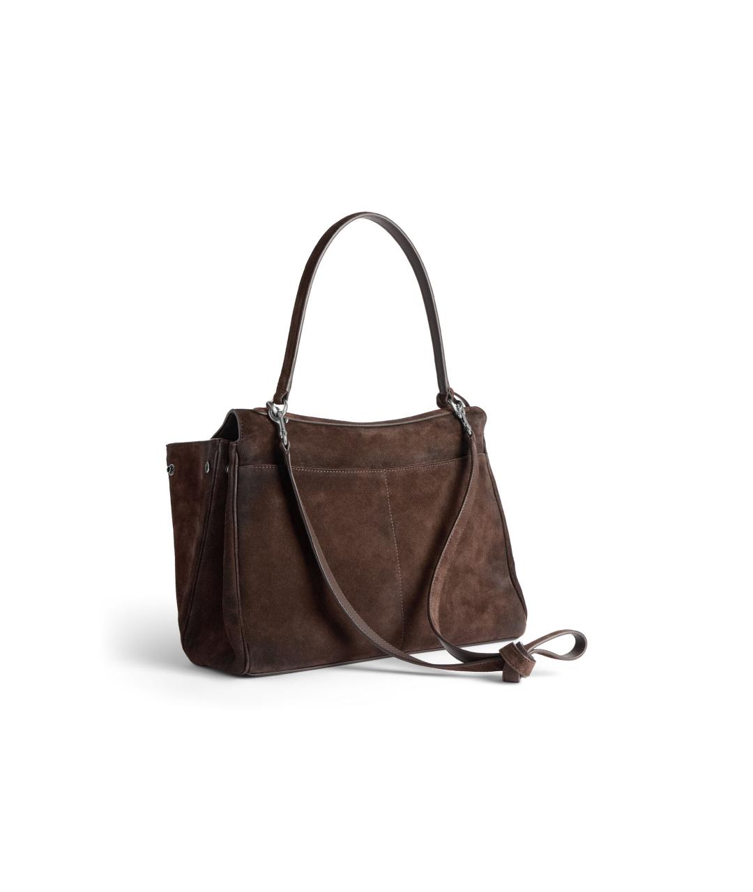 BALENCIAGA Коричневая замшевая сумка тоут, фото 3