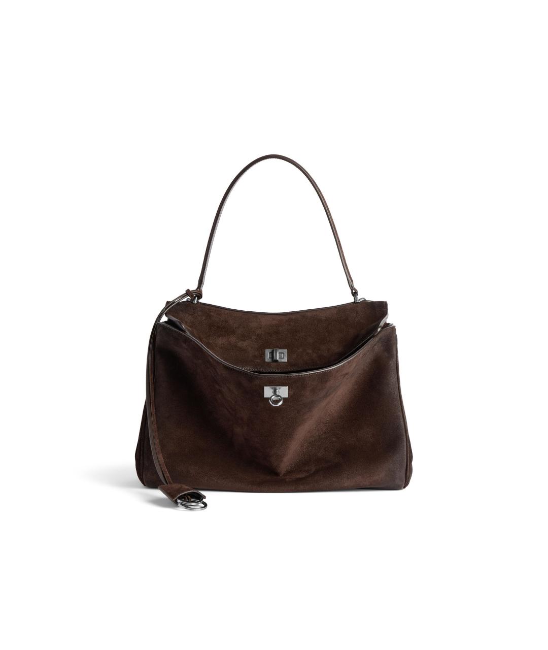 BALENCIAGA Коричневая замшевая сумка тоут, фото 1