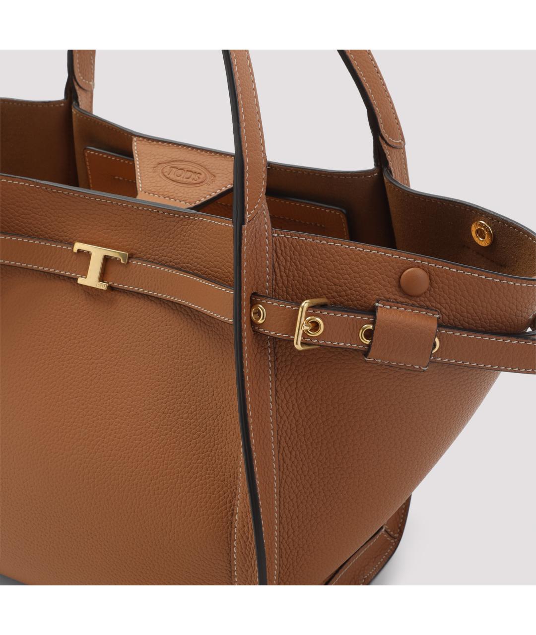 TOD'S Коричневая кожаная сумка тоут, фото 3