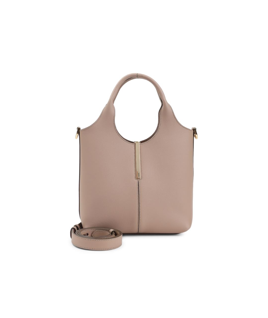 TOD'S Бежевая кожаная сумка тоут, фото 1