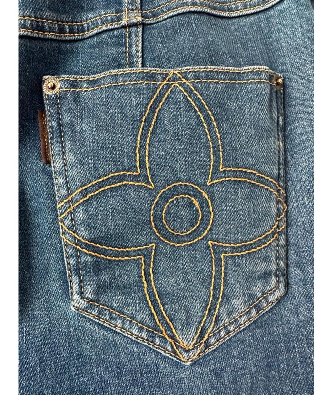 LOUIS VUITTON Синие хлопковые джинсы слим, фото 4