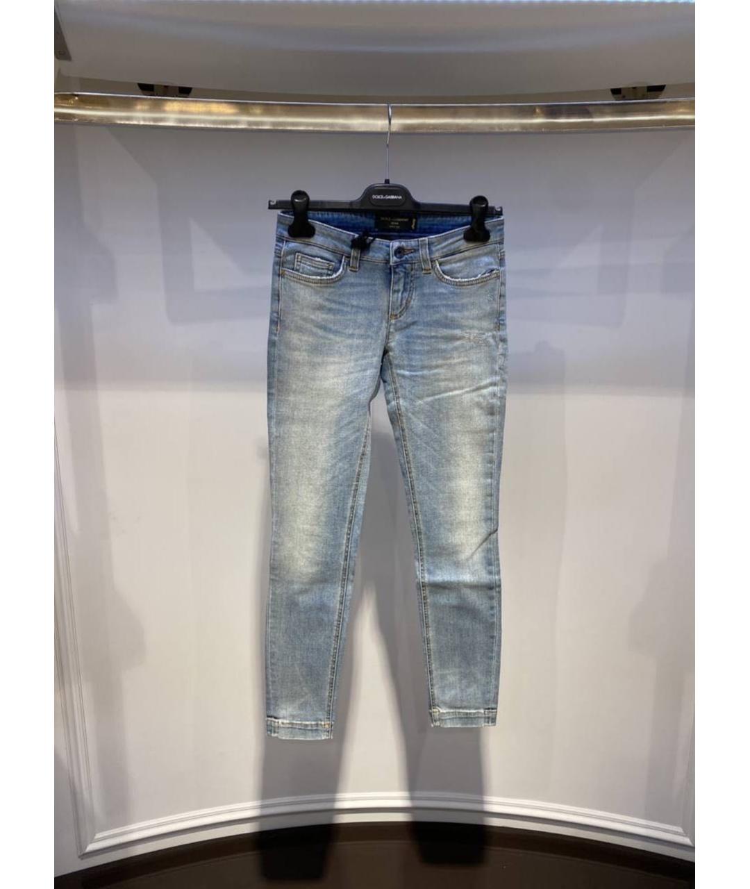 DOLCE&GABBANA Голубые хлопковые джинсы слим, фото 3