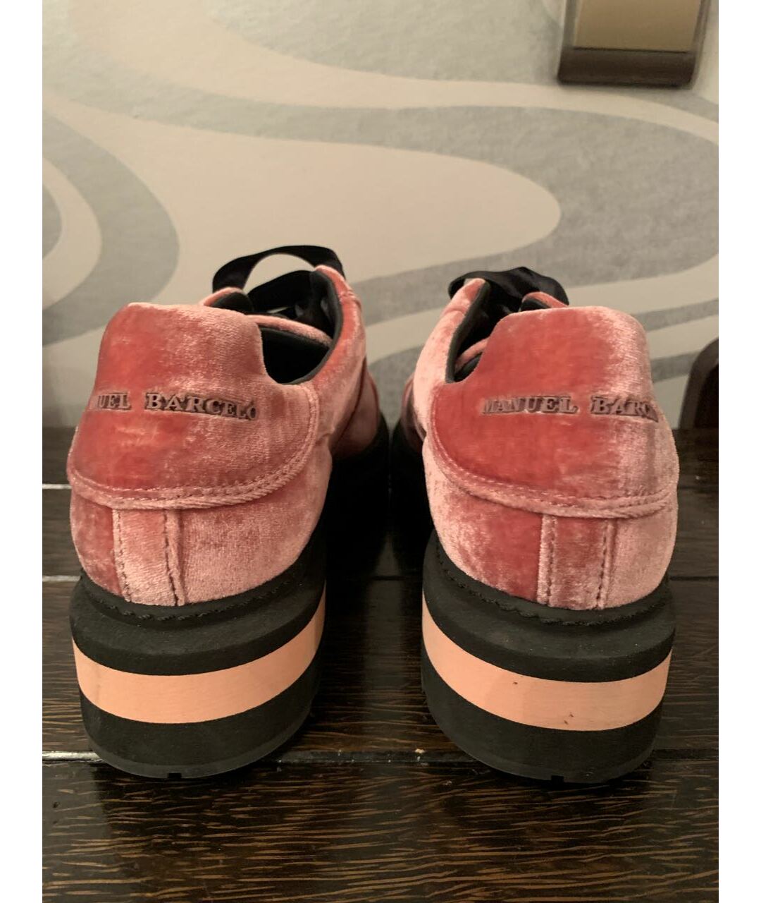 MANUEL BARCELO Розовые бархатные ботинки, фото 4