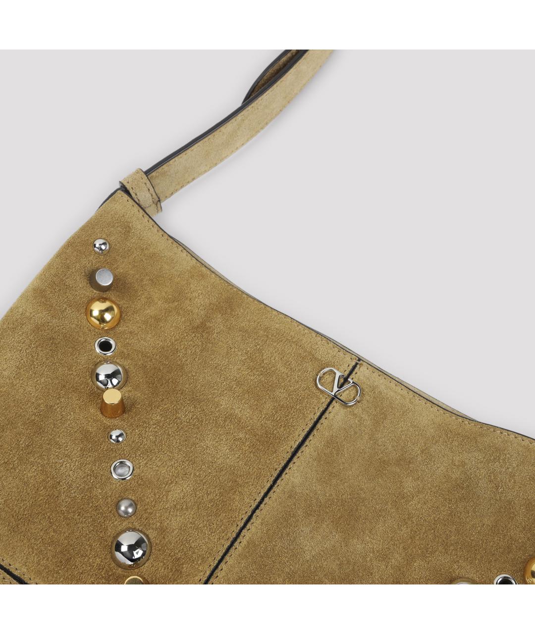 VALENTINO Бежевая замшевая сумка на плечо, фото 4