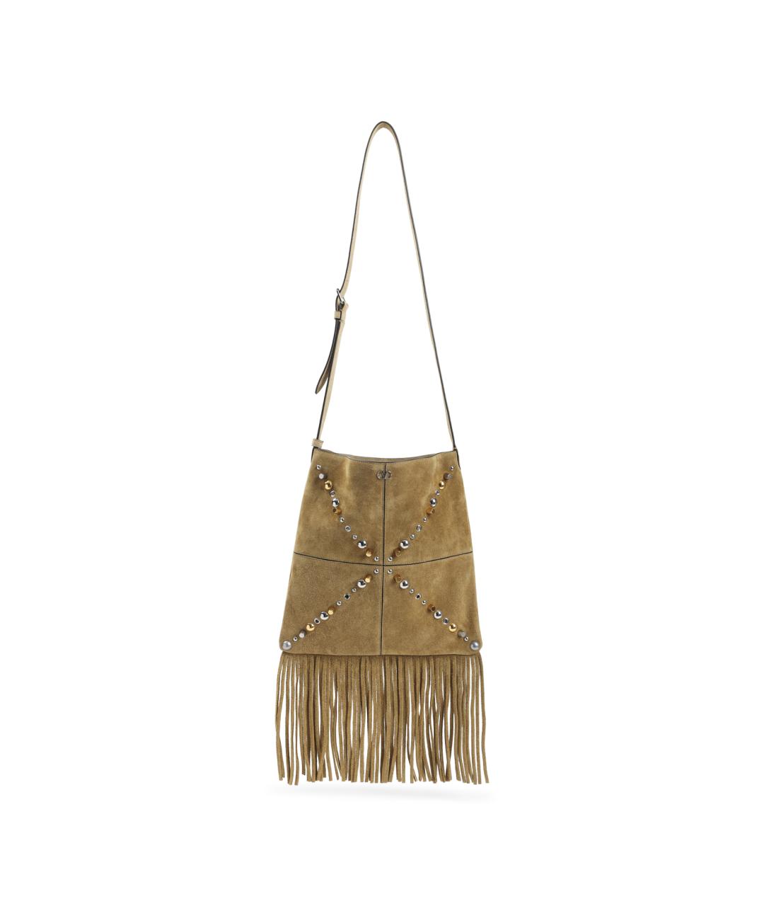 VALENTINO Бежевая замшевая сумка на плечо, фото 1