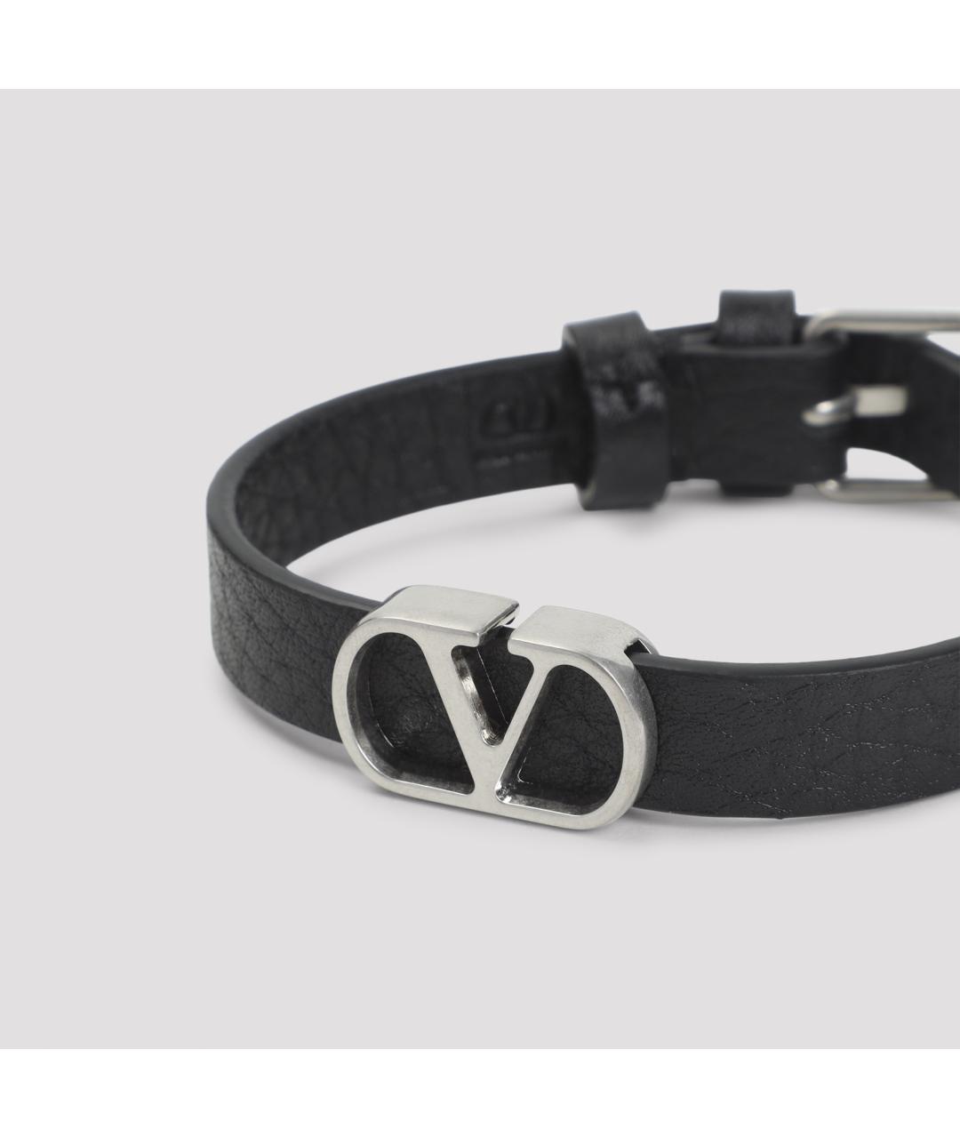 VALENTINO Черный кожаный браслет, фото 4