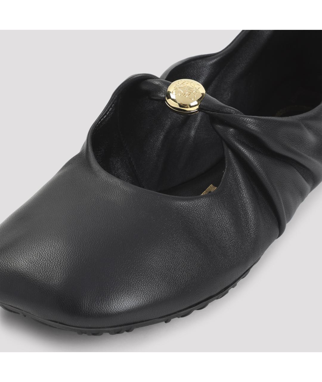 LOEWE Черные кожаные балетки, фото 4