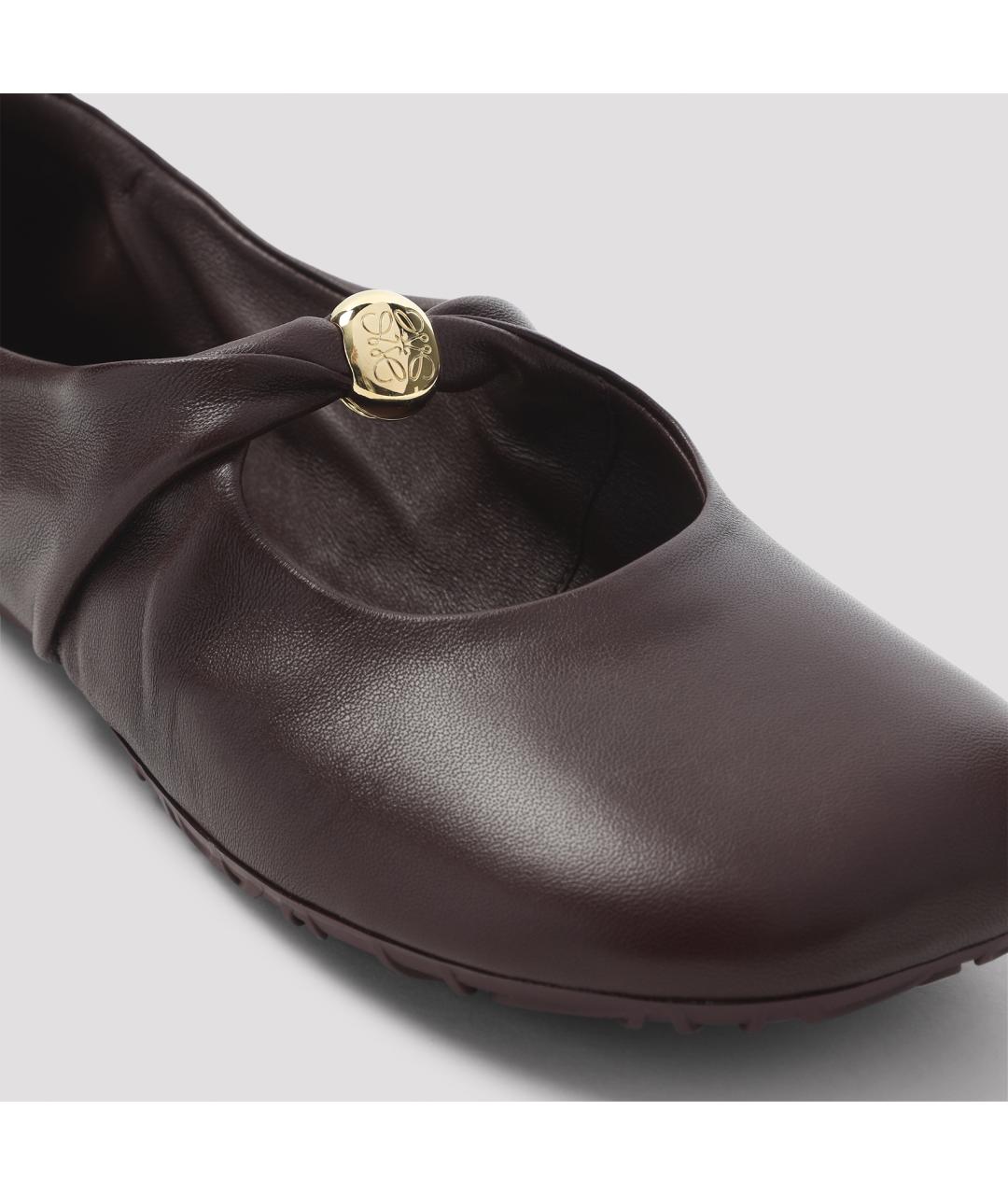 LOEWE Бордовые кожаные балетки, фото 4