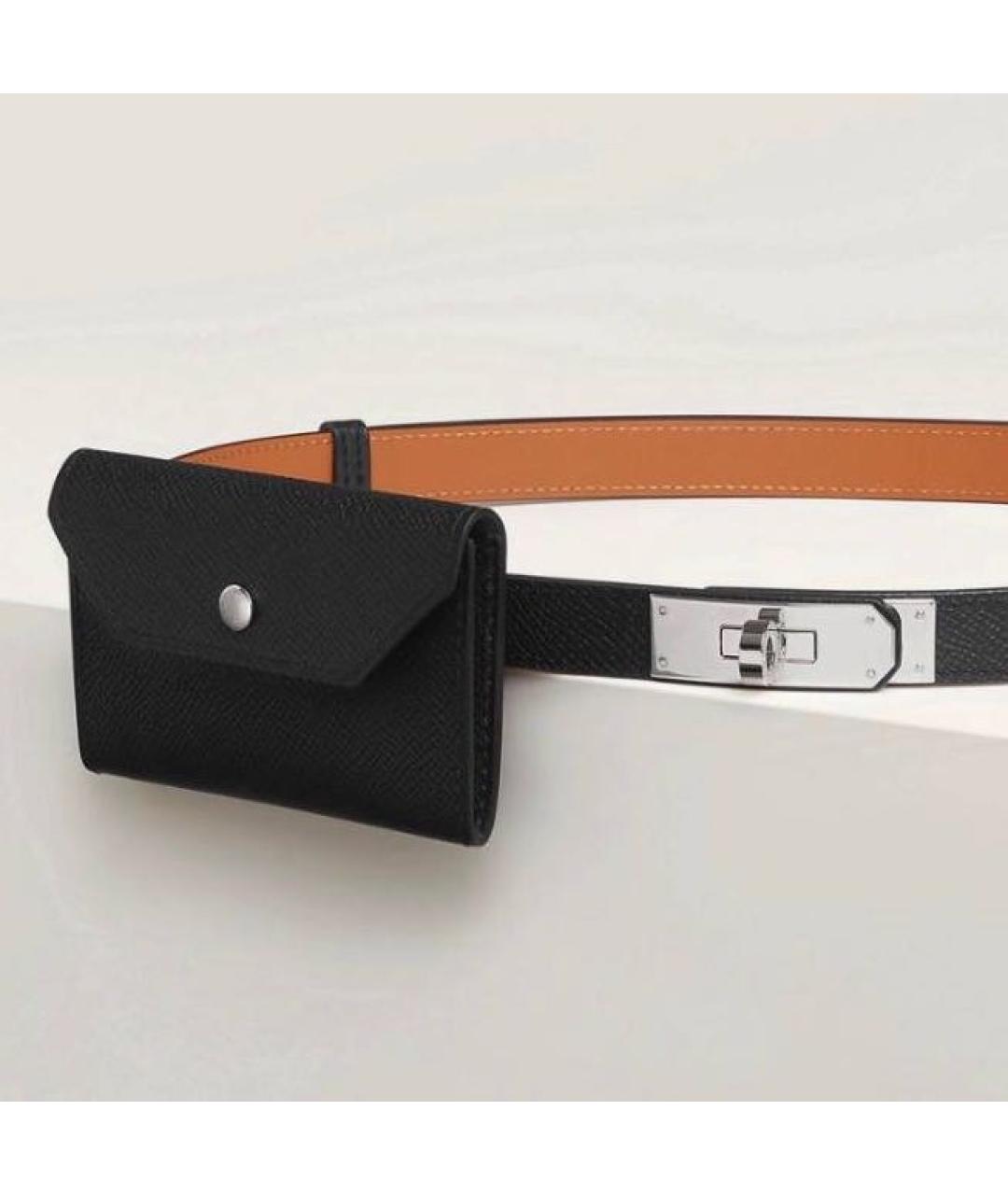 HERMES Черный кожаный ремень, фото 2