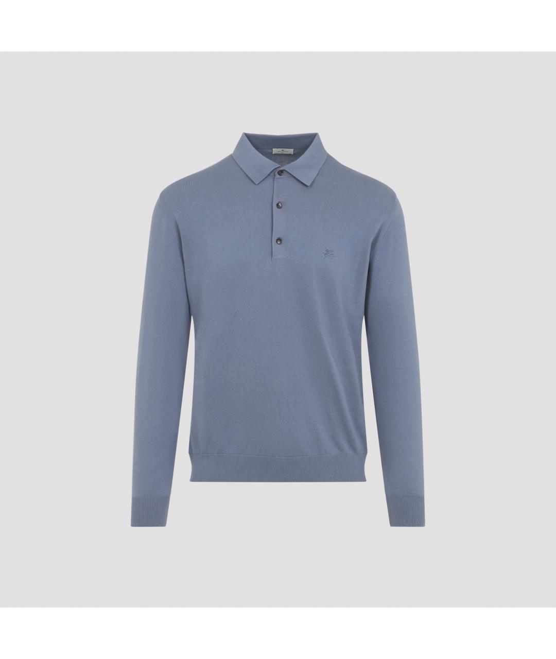 ETRO Голубое хлопковое поло с длинным рукавом, фото 3