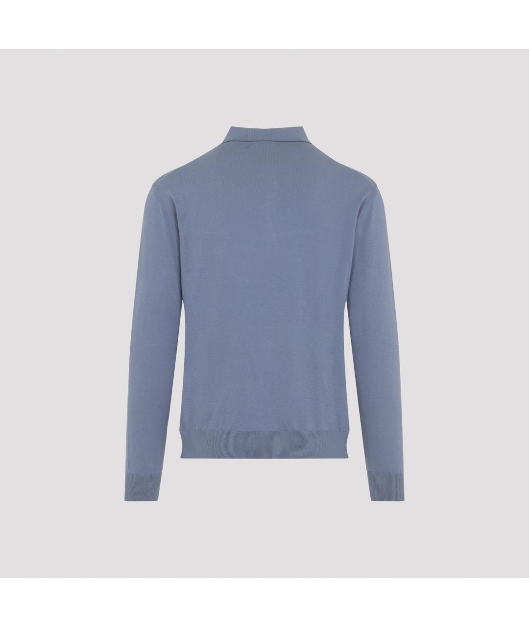 ETRO Голубое хлопковое поло с длинным рукавом, фото 4