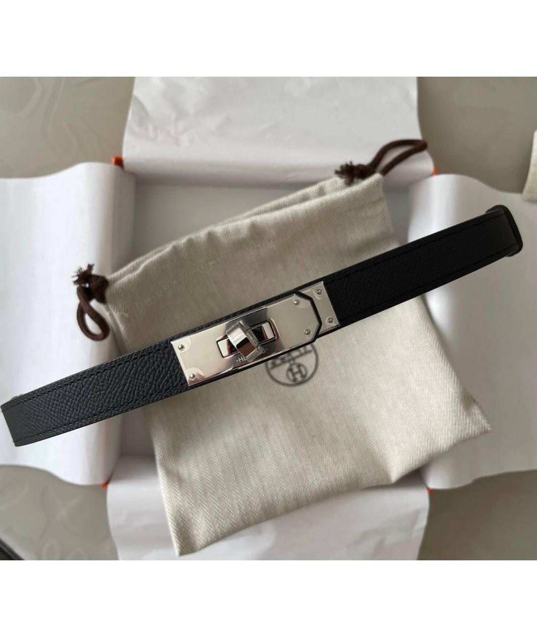 HERMES Черный кожаный ремень, фото 3