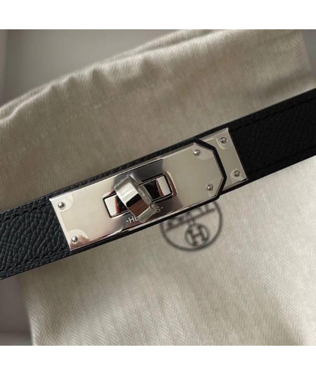 HERMES Черный кожаный ремень, фото 2