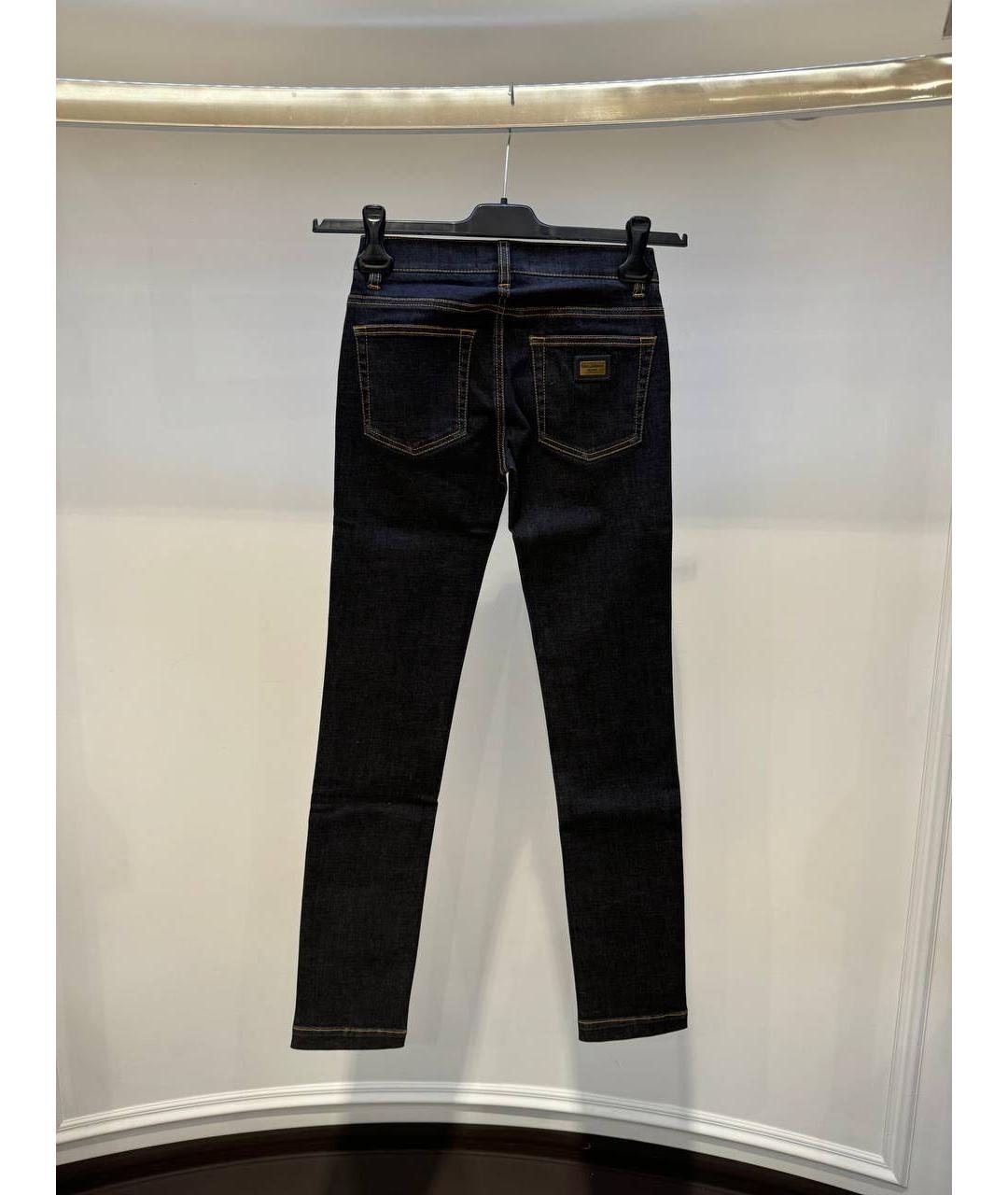 DOLCE&GABBANA Темно-синие хлопковые джинсы слим, фото 2