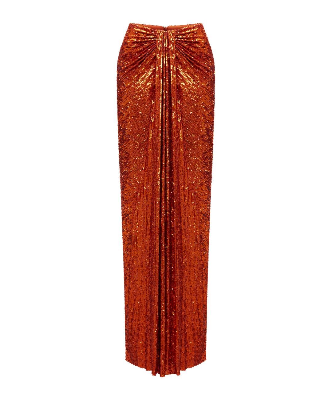RASARIO Золотая полиэстеровая юбка макси, фото 1