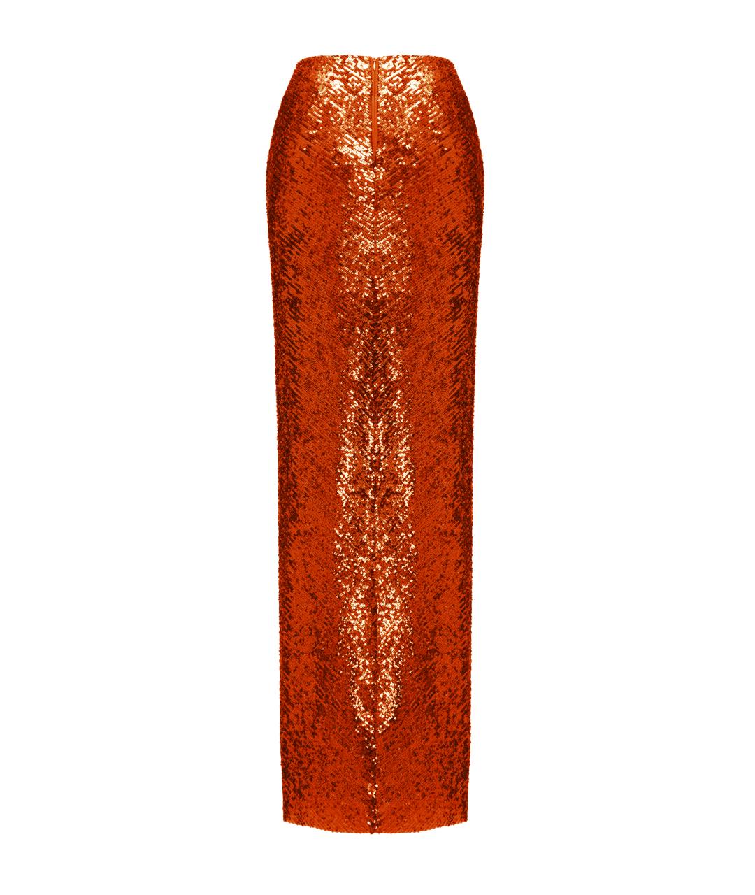 RASARIO Золотая полиэстеровая юбка макси, фото 3