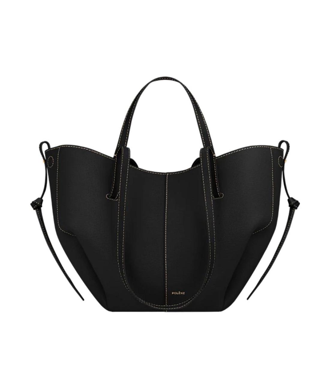POLENE Черная кожаная сумка тоут, фото 1