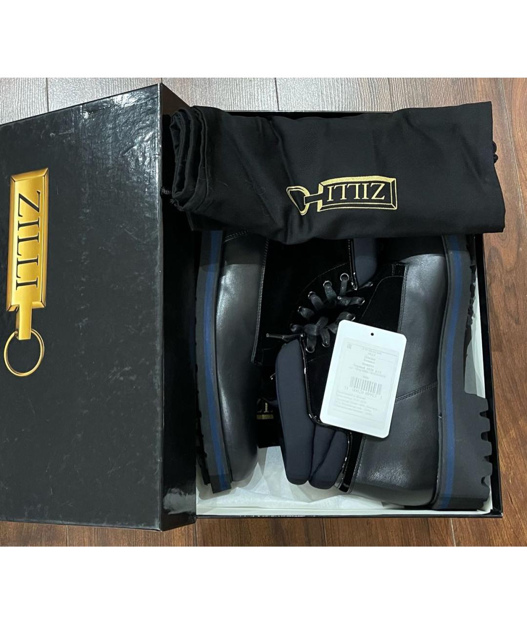 ZILLI Черные кожаные высокие ботинки, фото 8