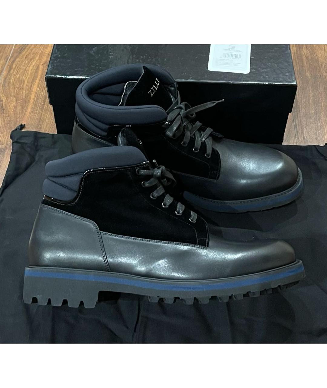 ZILLI Черные кожаные высокие ботинки, фото 9