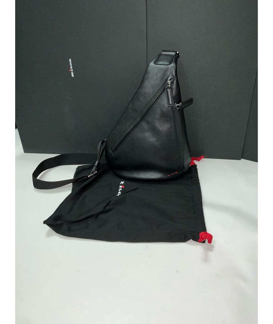 KITON Черная кожаная сумка на плечо, фото 2