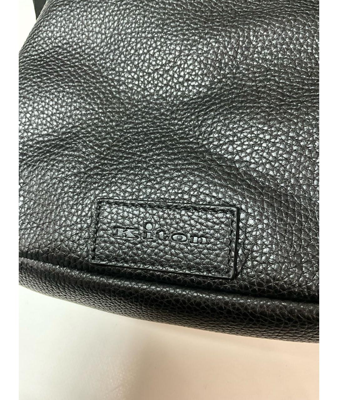 KITON Черная кожаная сумка на плечо, фото 4
