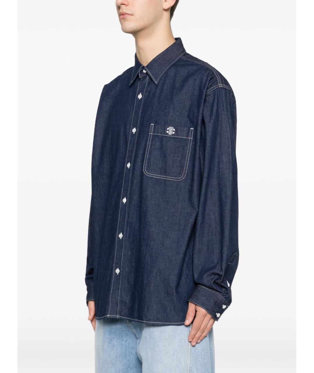 CELINE Синяя хлопковая классическая рубашка, фото 5