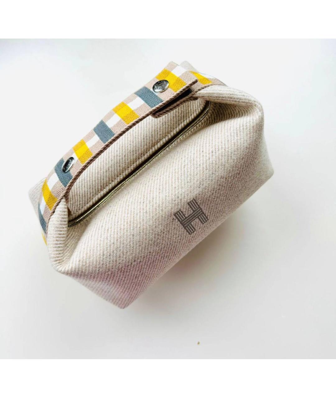HERMES Бежевая косметичка, фото 3