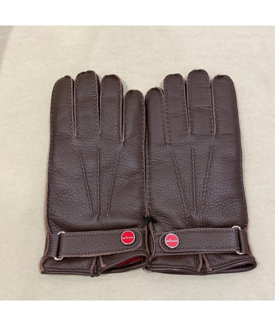 KITON Коричневые кожаные перчатки, фото 5