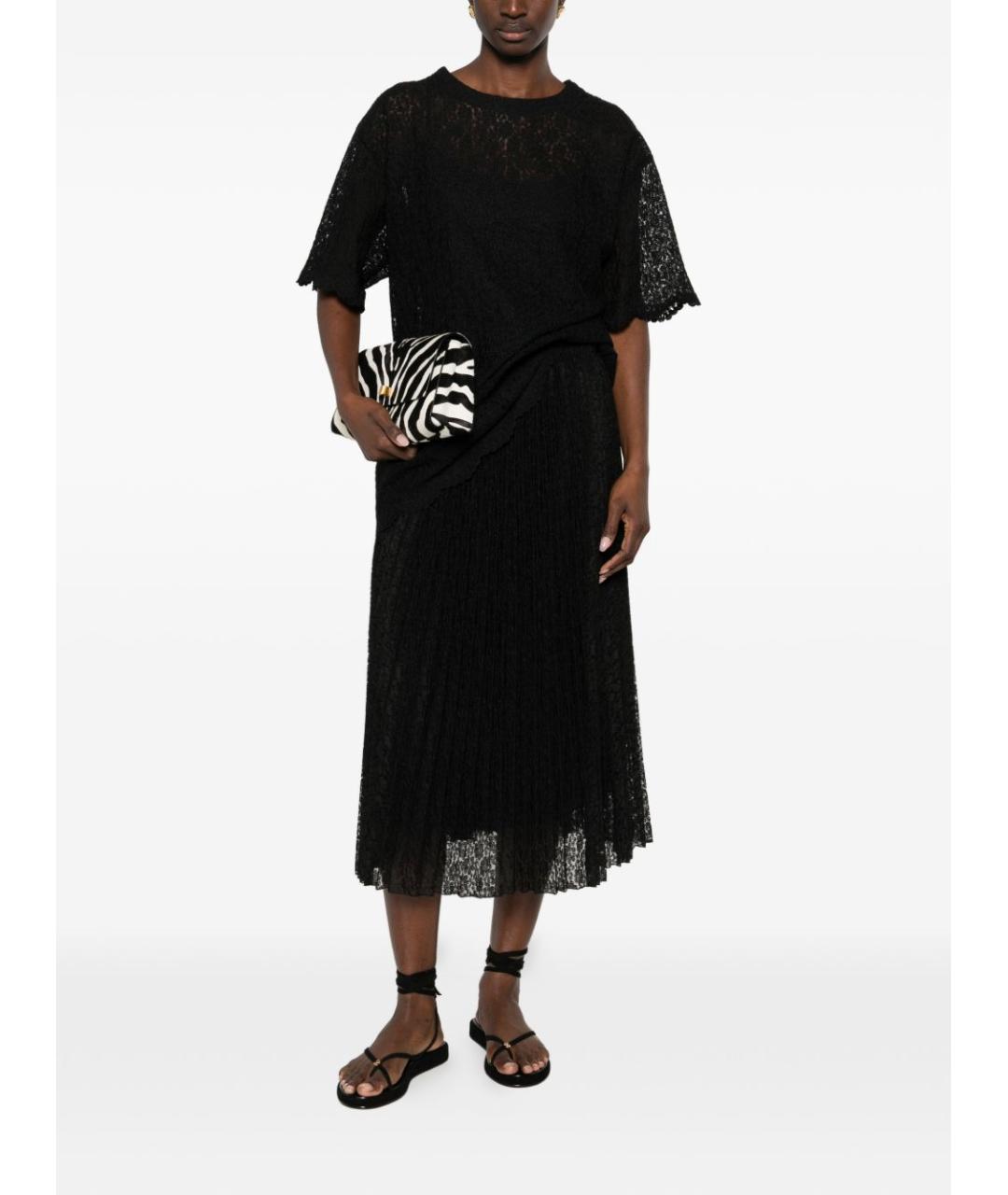 ERMANNO SCERVINO Черная полиэстеровая юбка миди, фото 5