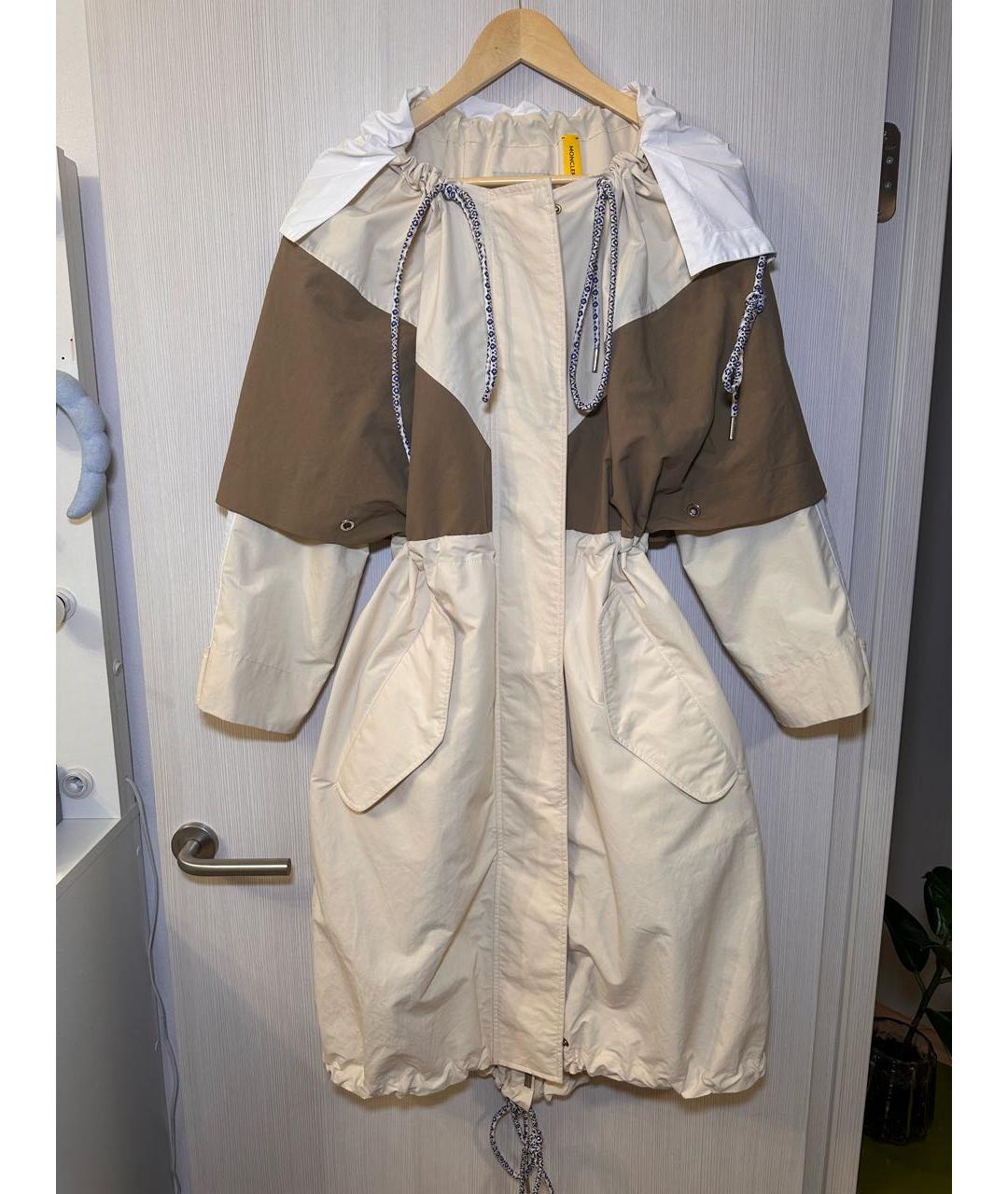 MONCLER Бежевый полиэстеровый тренч/плащ, фото 9