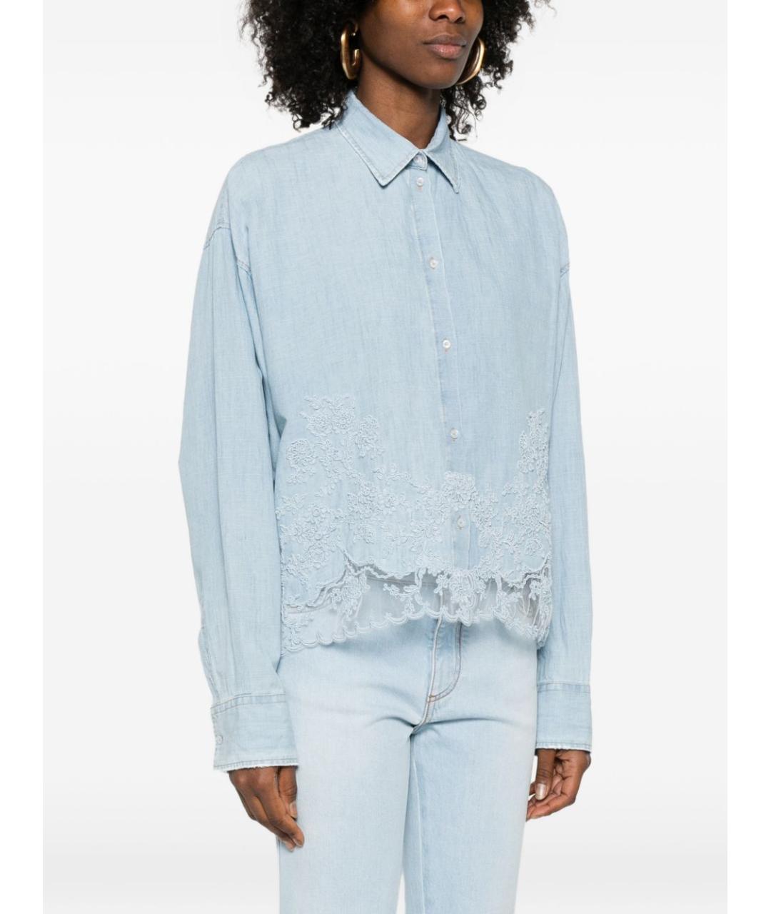 ERMANNO SCERVINO Голубая хлопковая рубашка, фото 3