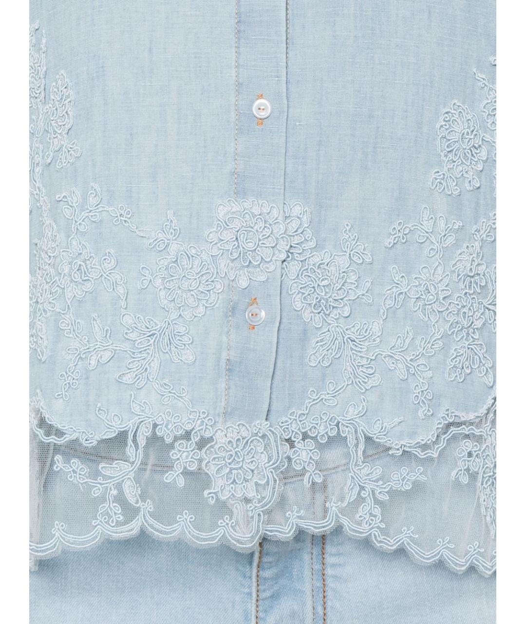 ERMANNO SCERVINO Голубая хлопковая рубашка, фото 4