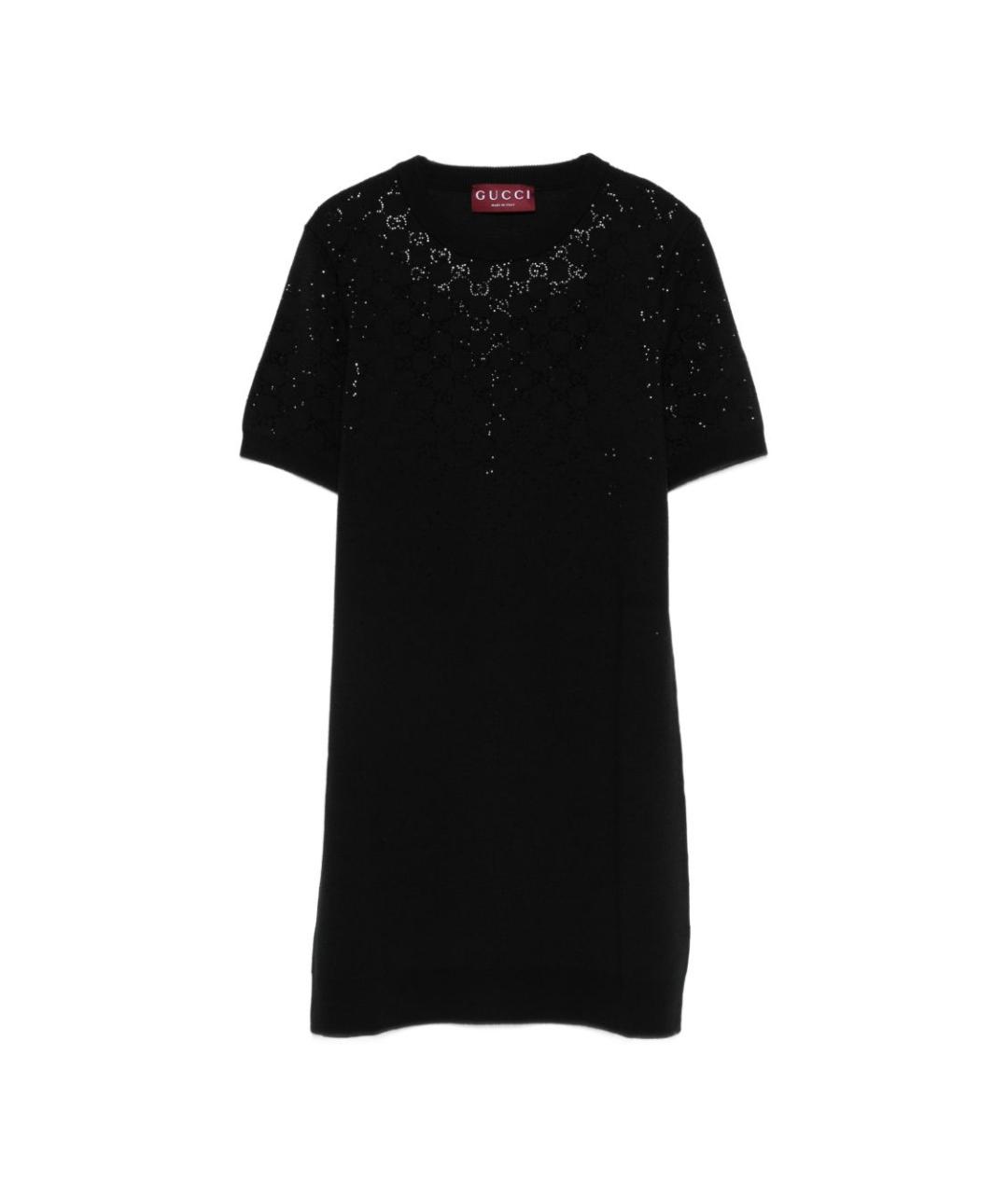 GUCCI Черное шерстяное повседневное платье, фото 1