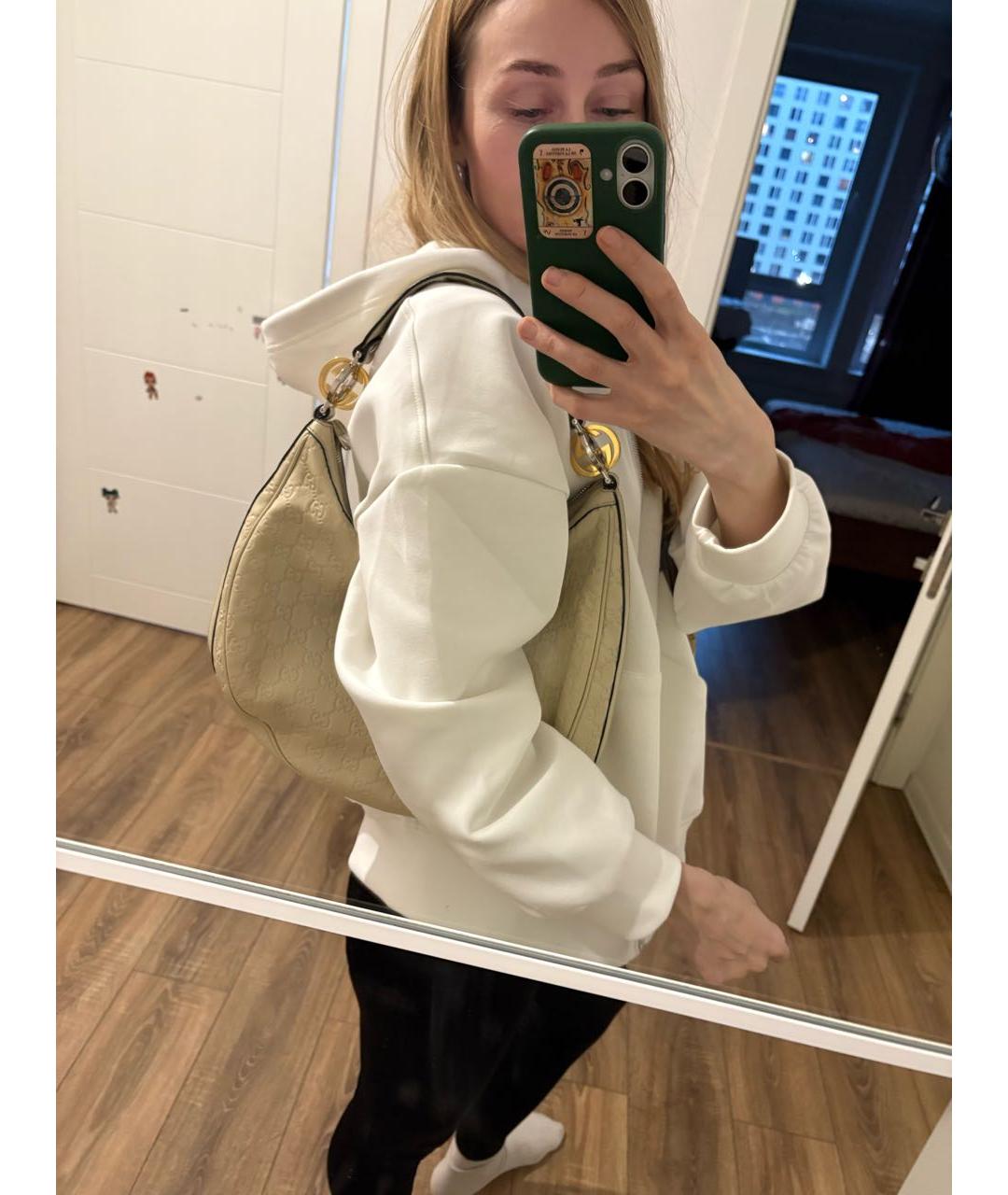 GUCCI Белая кожаная сумка через плечо, фото 7