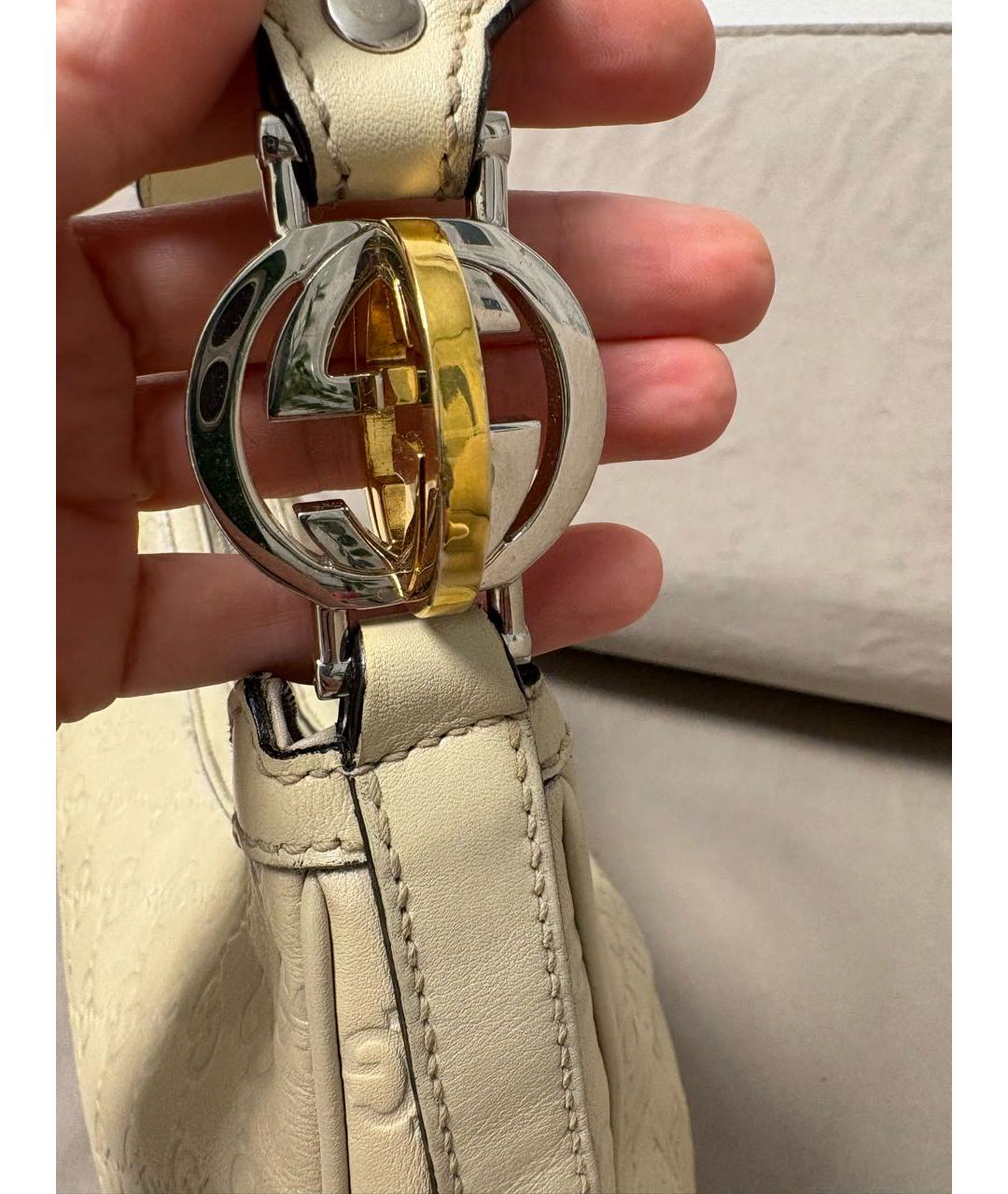 GUCCI Белая кожаная сумка через плечо, фото 6