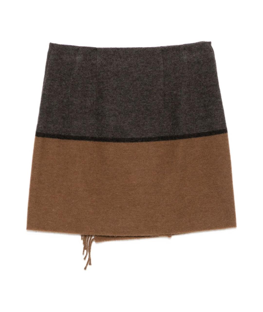 SEMICOUTURE Коричневая шерстяная юбка мини, фото 2