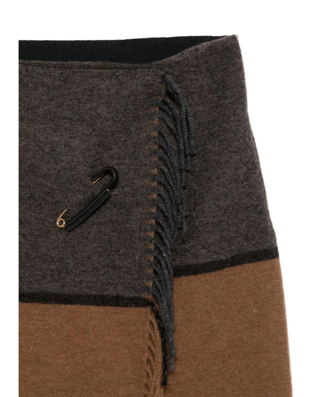 SEMICOUTURE Коричневая шерстяная юбка мини, фото 3