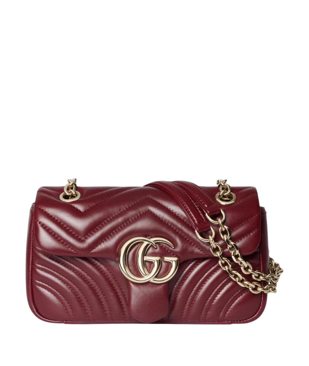 GUCCI Бордовая кожаная сумка через плечо, фото 1