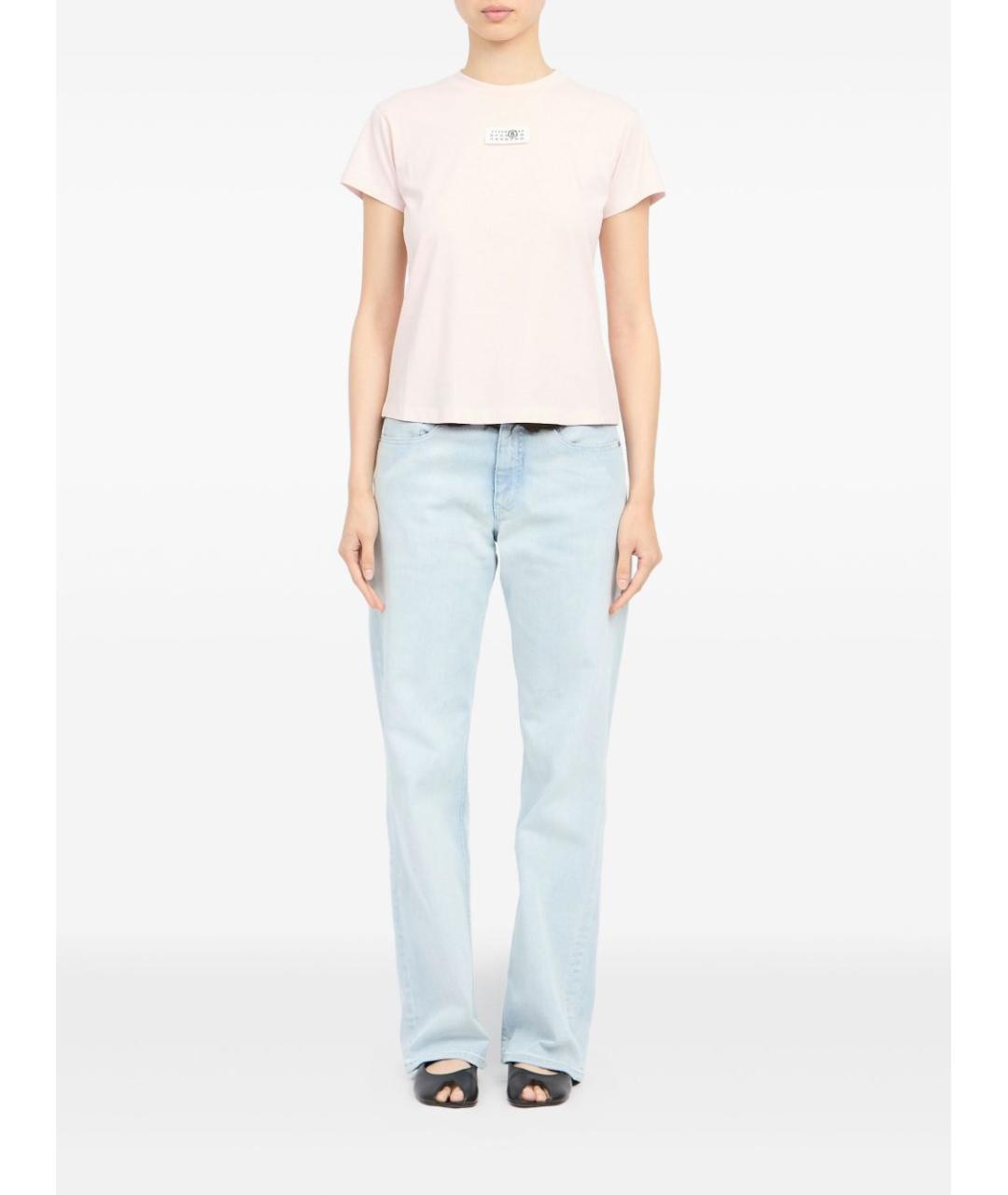 MM6 MAISON MARGIELA Розовая хлопковая футболка, фото 4