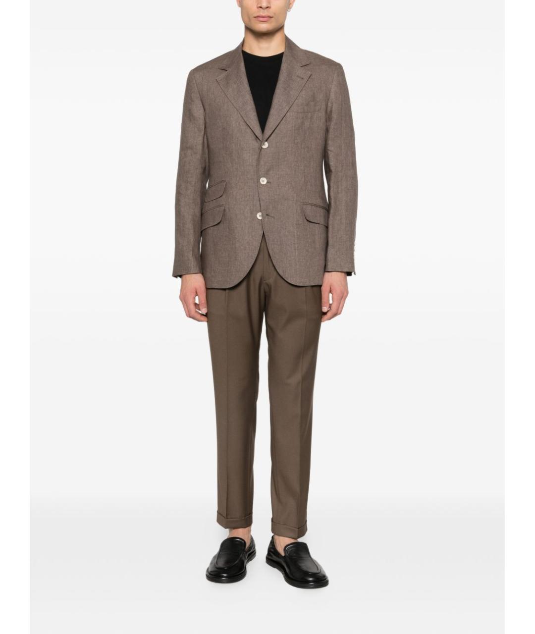 BRUNELLO CUCINELLI Коричневый льняной пиджак, фото 5