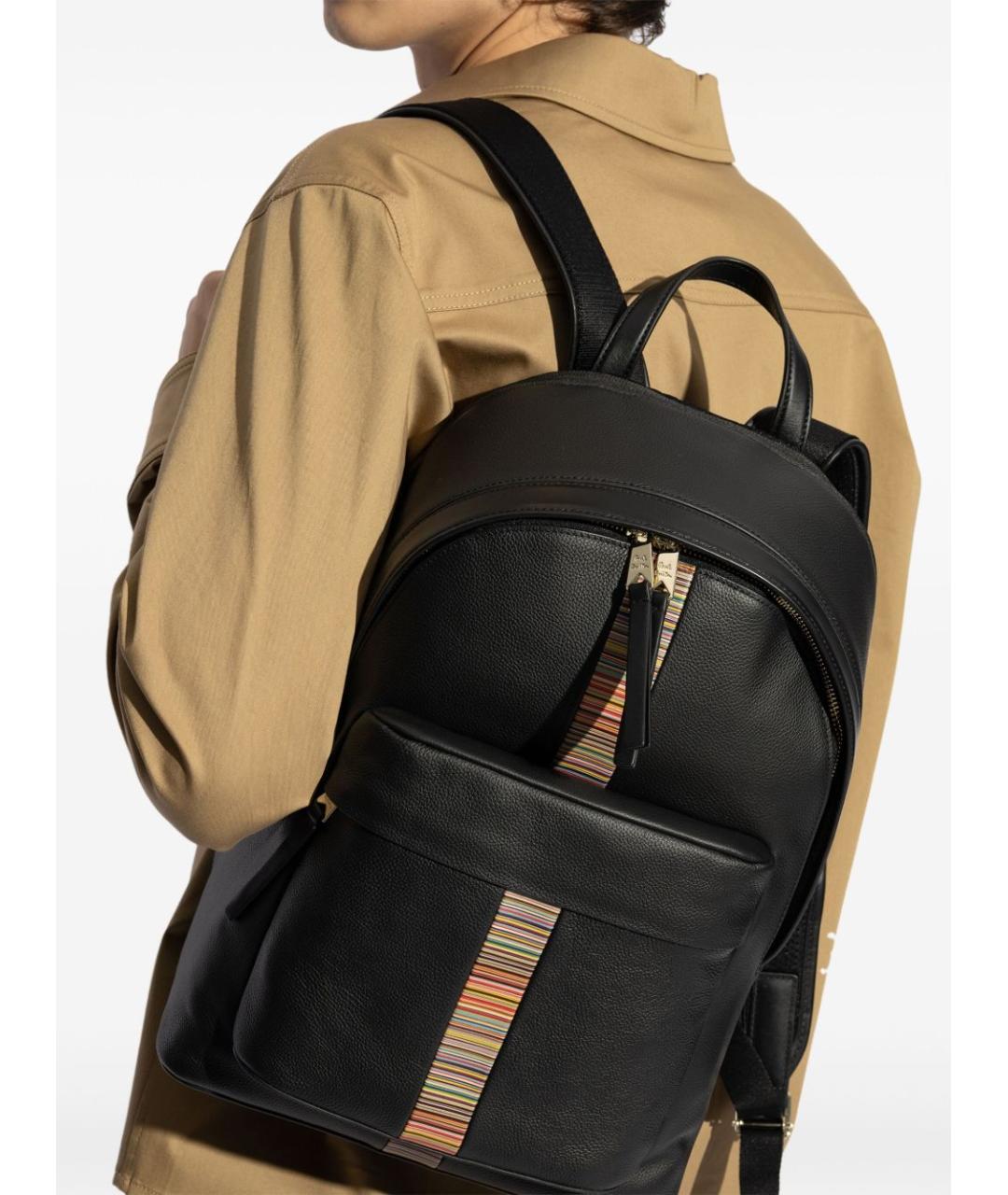 PAUL SMITH Черный кожаный рюкзак, фото 4