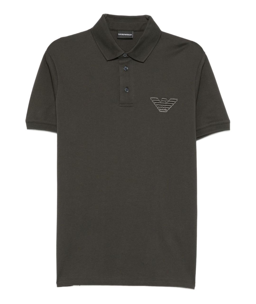 EMPORIO ARMANI Зеленые хлопковое поло с коротким рукавом, фото 1