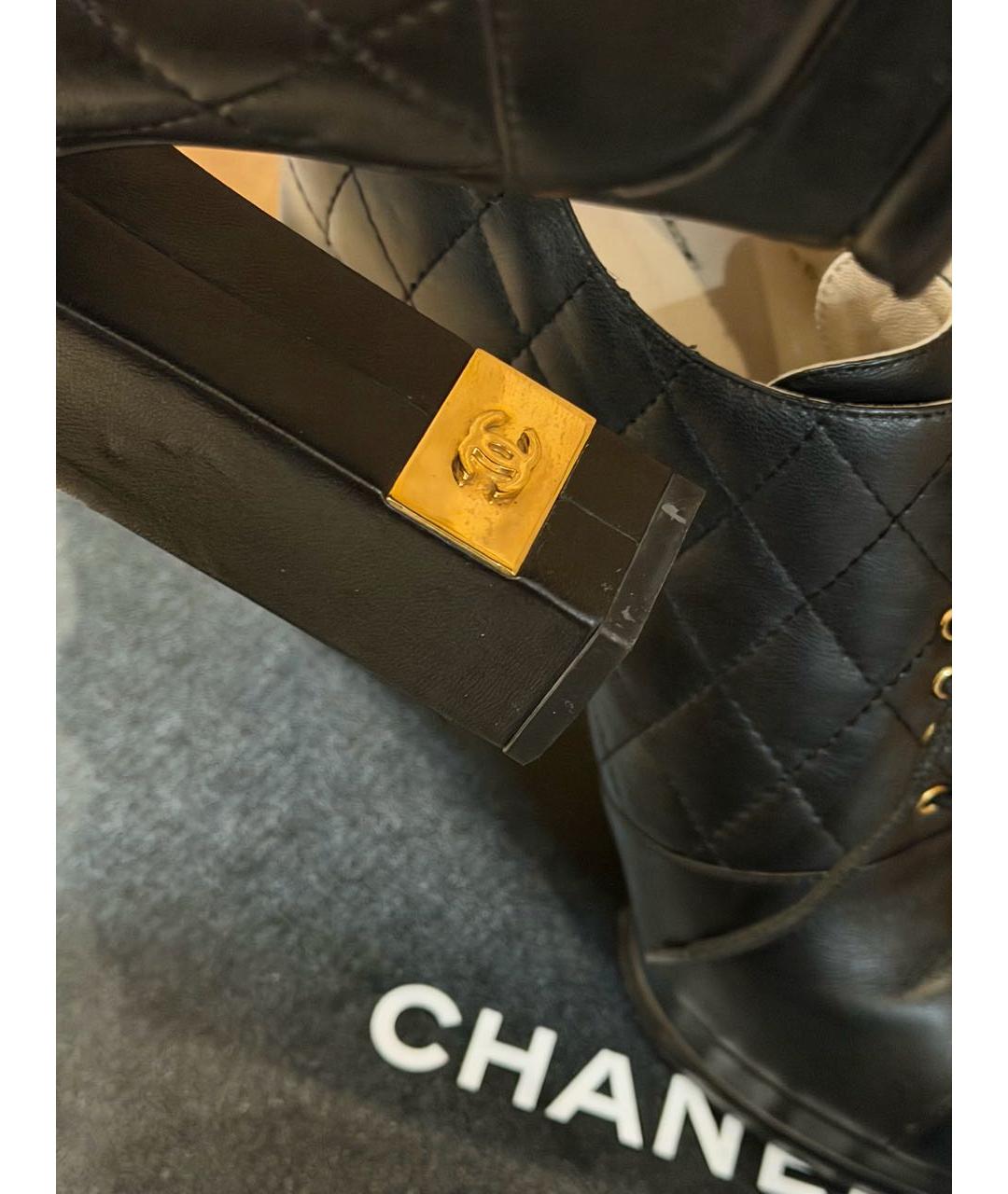 CHANEL Черные кожаные ботильоны, фото 5