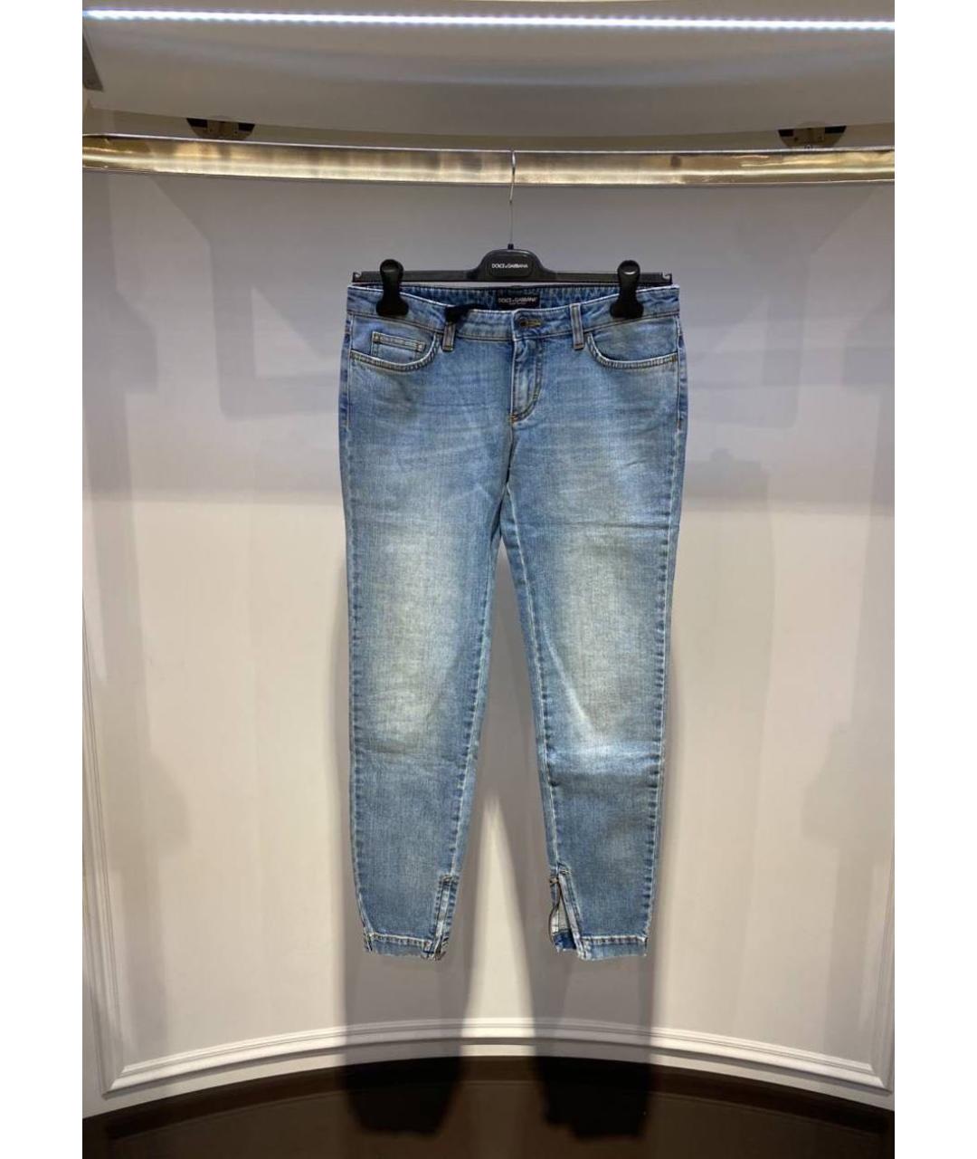 DOLCE&GABBANA Голубые хлопковые джинсы слим, фото 3